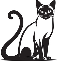 Siamese cat vector in black and white