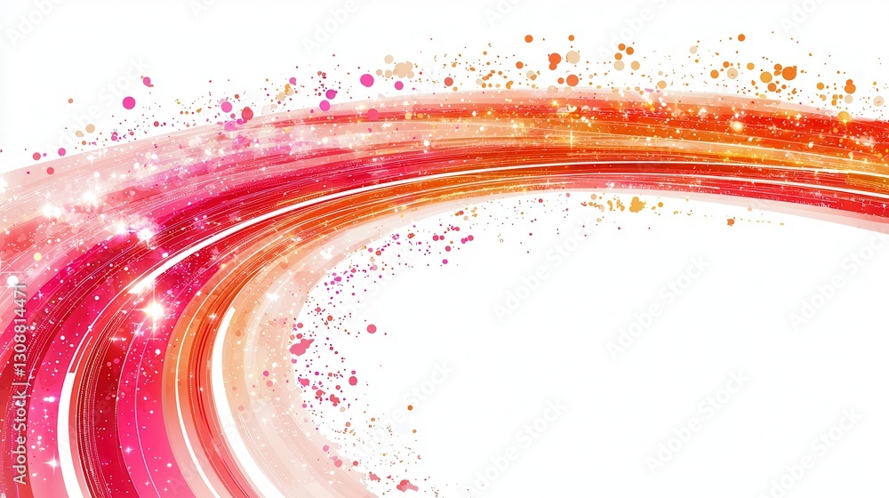 Poster colorful abstract swirl design with bright splashes and sparkles on a white background