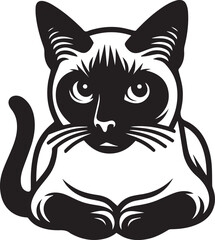 Siamese cat vector in black and white