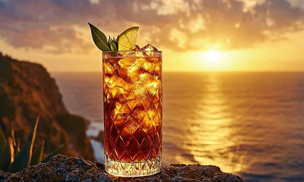 cynar cooler cocktail in sunset zoom in video