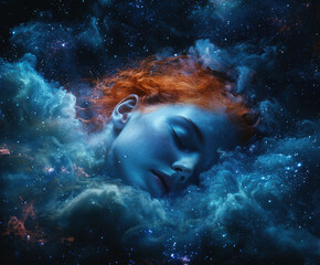 dreaming woman isolated