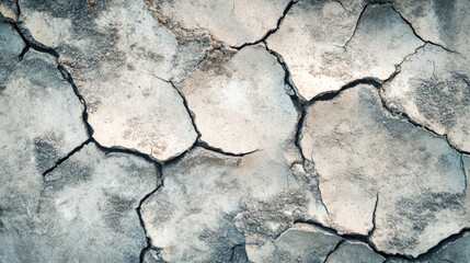 Fototapeta premium Cracked earth texture: drought pattern and weathered soil surface