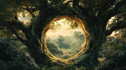 Fototapeta premium Enchanting Tree Tunnel to Sunrise