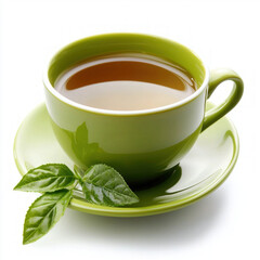 green tea in cup isolated