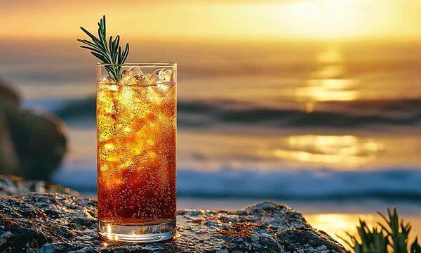 cynar cooler cocktail in sunset zoom in video