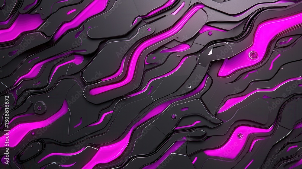 Aufkleber abstract black and pink waves with dynamic fluid shapes and textured surface design