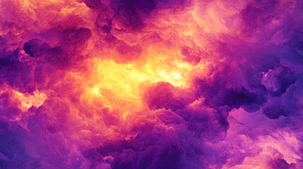 Fototapeta premium Vivid purple and yellow abstract cloudscape in a dramatic sky