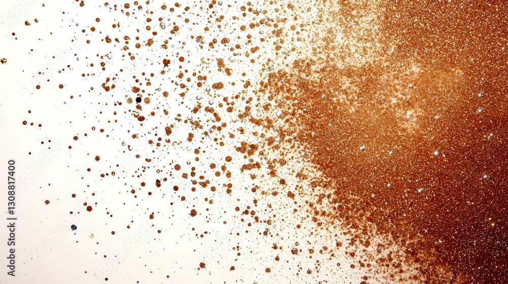 Aufkleber golden glitter particles on white background creating sparkling visual effect