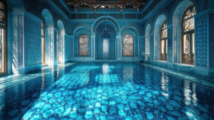 Obraz premium Luxurious Blue Pool Interior
