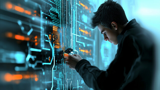 Engineer performing hard drive hot swap in server rack technology