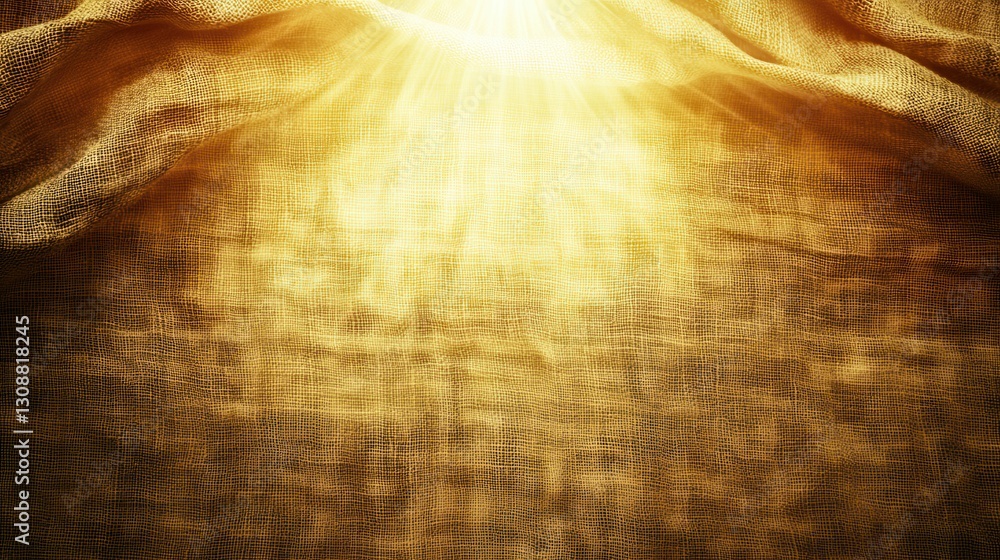 Poster golden light shining through draped fabric creating a warm atmosphere of serenity