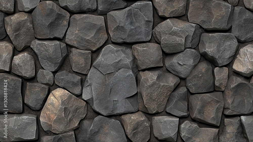Poster textured dark stone wall with irregular shapes and natural patterns for background