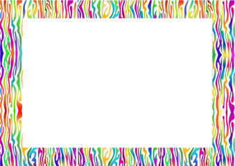 Abstract border of rainbow colored curved lines. Border with colorful abstract motif