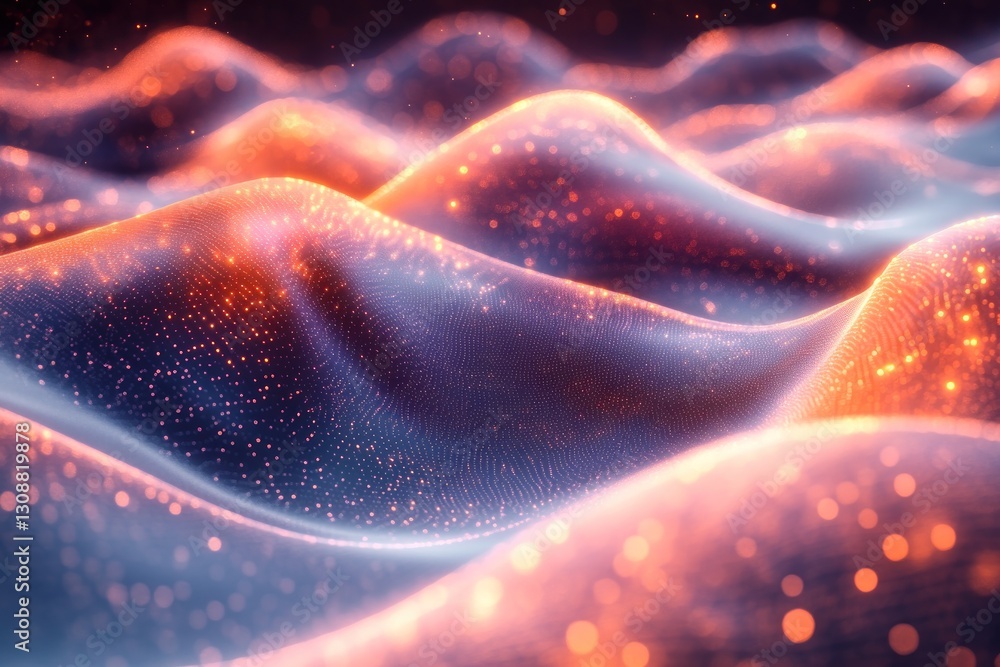 Poster abstract glowing wave patterns in dark space