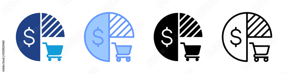 Poster market icon set multiple style collection