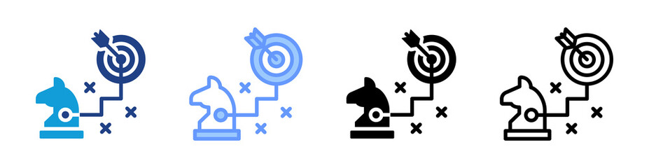 Strategy icon set multiple style collection