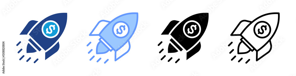Poster Start Up icon set multiple style collection