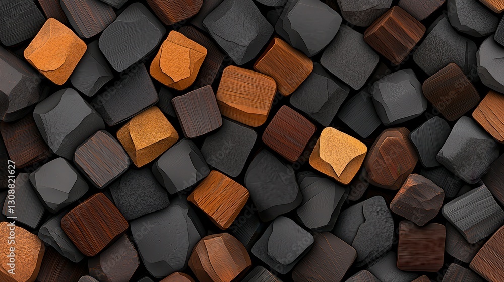 Aufkleber colorful wood and stone textures in a random pattern background for design projects