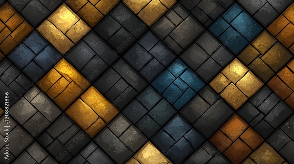 Poster colorful mosaic tiles design with textures and patterns for background or wallpaper
