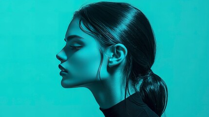 Cool teal and icy blue gradient, sleek and minimalistic with fluid glossy highlights