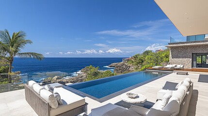 Fototapeta premium Oceanfront Villa Pool Deck