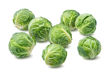 Obraz premium Pile of brussels sprouts isolated on white background. With shadow