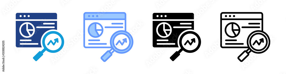 Poster analysis icon set multiple style collection