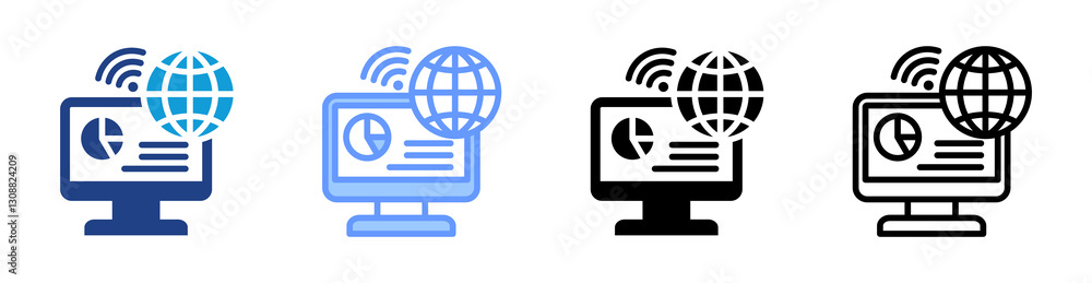 Poster Network icon set multiple style collection