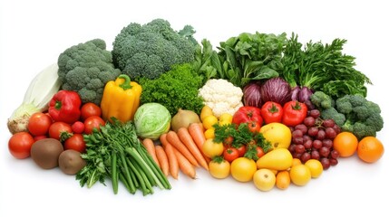 Colorful fresh produce assortment, healthy eating, studio shot, white background, food photography