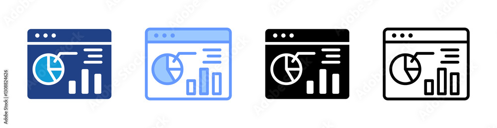 Poster Analytics icon set multiple style collection
