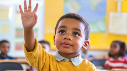 Young african child engaging in classroom learning environment