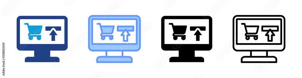Poster e commerce icon set multiple style collection