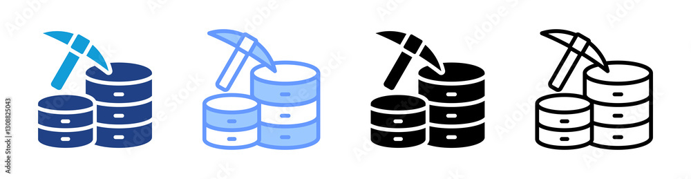 Poster Data Mining icon set multiple style collection
