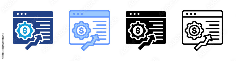 Poster e business icon set multiple style collection