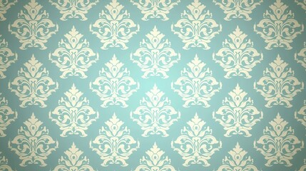Fototapeta premium Elegant vintage wallpaper design with floral patterns in subtle blue and cream tones