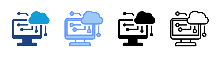 Cloud Computing icon set multiple style collection