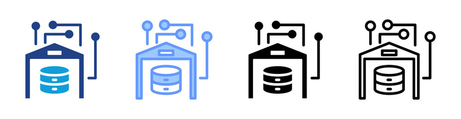 Data Warehouse icon set multiple style collection