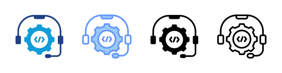 Support icon set multiple style collection