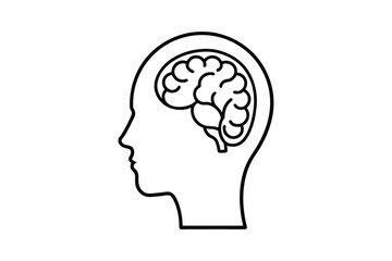 Human brain Line art silhouette Vector with Mind Intelligence and Creativity Illustration Design