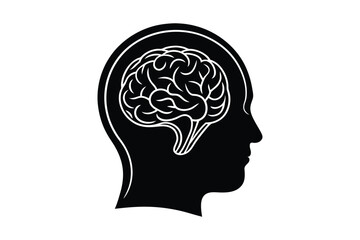 Human head silhouette with brain Vector with Mind Intelligence and Creativity Illustration