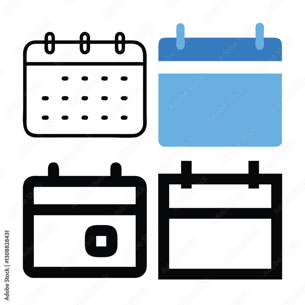 Poster simple calendar icons set for planning and scheduling