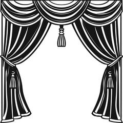 vector illustration of a curtain with a blue background