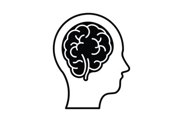 Human brain Line art silhouette Vector with Mind Intelligence and Creativity Illustration Design