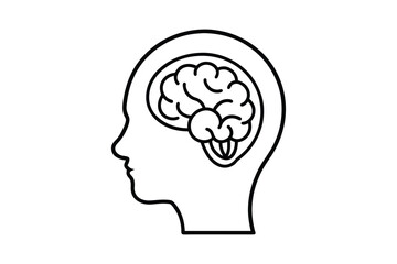 Human brain Line art silhouette Vector with Mind Intelligence and Creativity Illustration Design