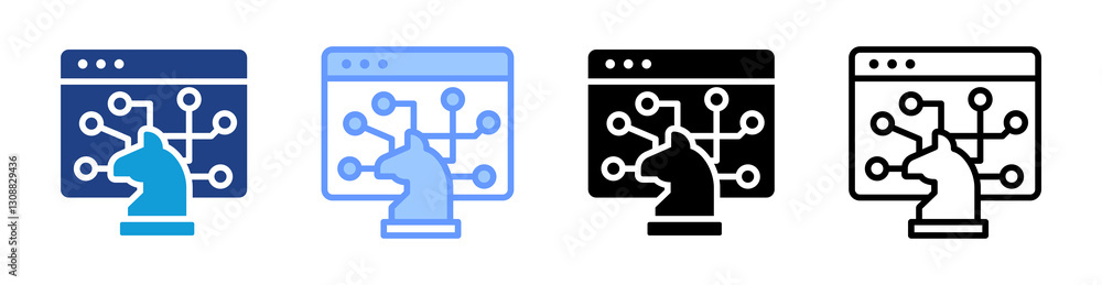 Poster Trojan icon set multiple style collection