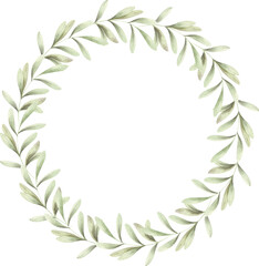 Watercolor wreath of branches. Vector illustration..eps