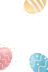 Png easter eggs 3D border colorful pastel on transparent background for greeting card