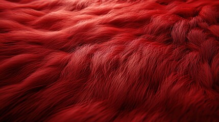 Naklejka premium A close-up view of soft, textured red fur, showcasing its rich color and depth.