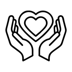 Obraz premium minimalistic line drawing of hands cradling heart, symbolizing care and support