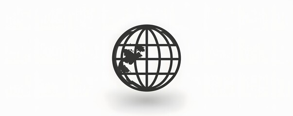 A simple monochrome representation of a globe on a white background